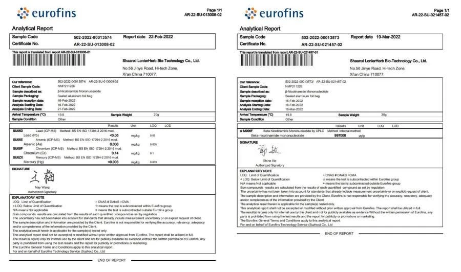 product-900-532 NMN Test Report
